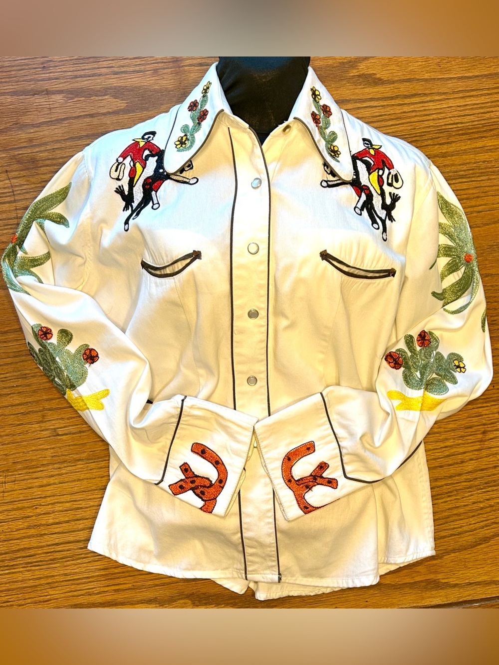 Vintage Gabardine chainstitch western shirt Women’s L Rockmount Bronc